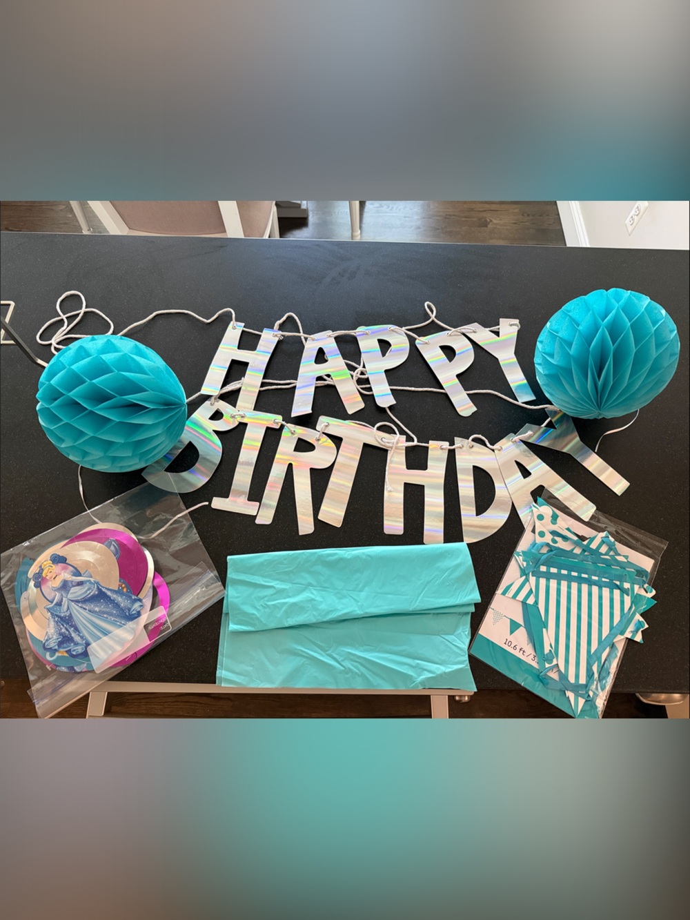 Cinderella/Teal themed birthday party decorations